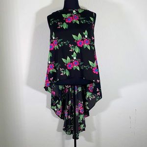 Black and floral hi-lo crop tank by True Destiny